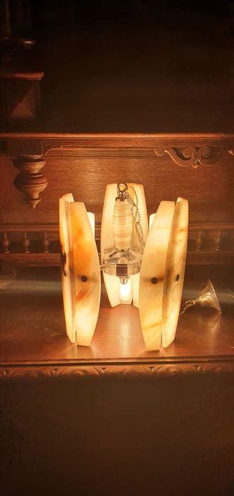 Lustra art deco reală din onix si crom