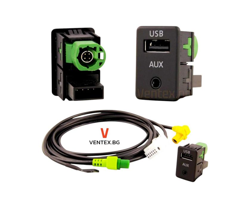 Удължител за вграждане за Volkswagen AUX и USB за RCD510 и RNS315
