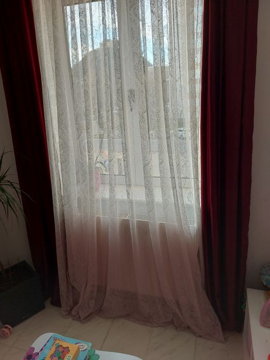 Set perdea in degrade și draperie grena