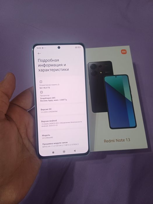 Xiaomi Redmi Note 13 8+8/256GB Blue Igravoy Karobka Holati yaxshi Zor