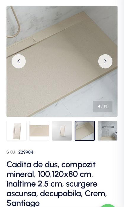 Cadita dus 100x80 îngropată compozit crem