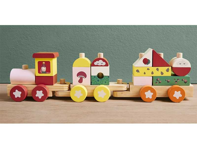 НОВИ Дървен влак с модули 40см  два модела