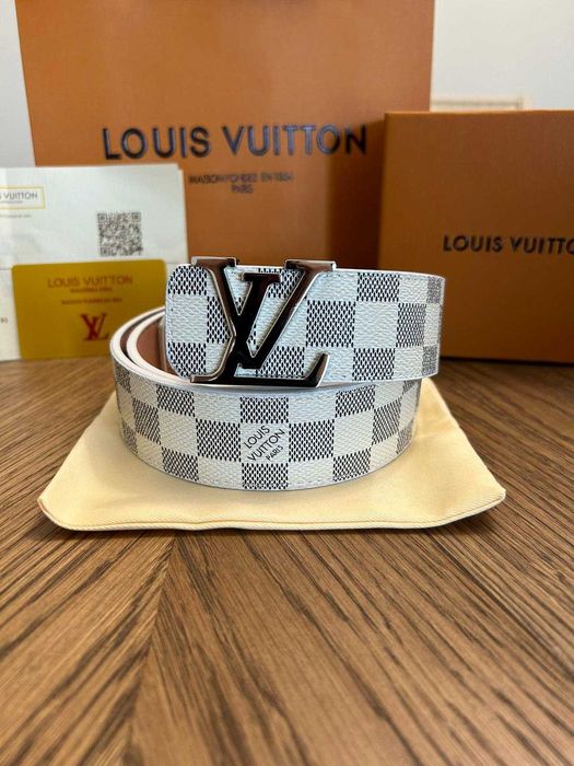 Curea Louis Vuitton Damier White LV Buckle – Premium Edition
