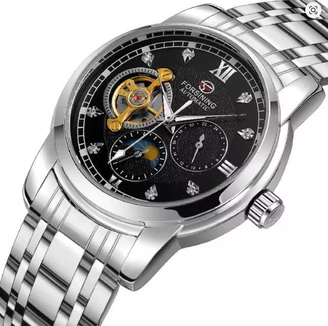 FORSINING Tourbillon Automatic 24h A Dress Business Stainless Steel