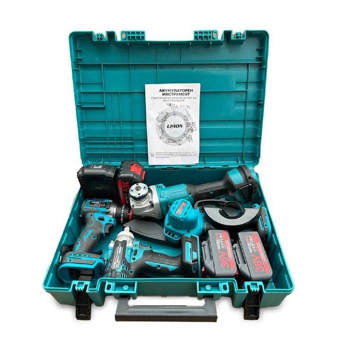 Трион 16 см шина ъглошлайф 125М гайковерт и винтоверт 36V 3 батерии 8A