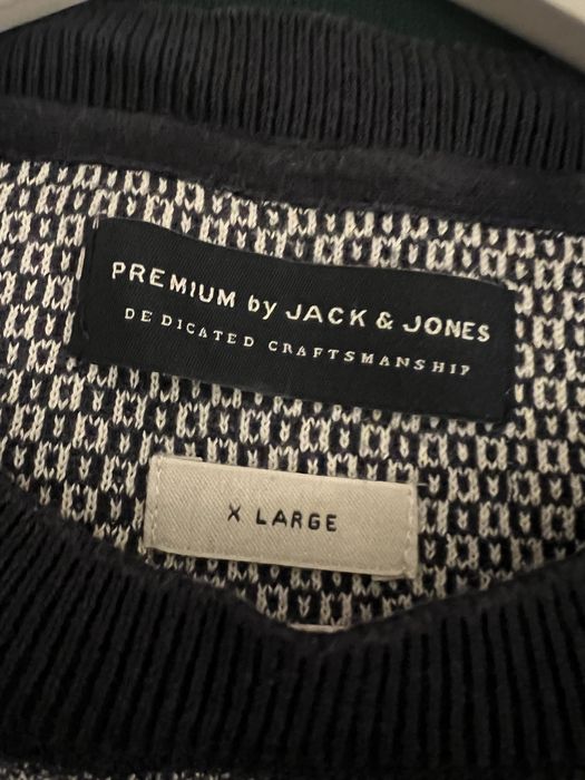 Pulover la baza gatului, elegant in nuante de gri si bleumarin la mansete, Premium by Jack&Jones, XL