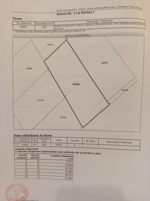 Teren de vânzare DT Severin Schela, 630 mp, 60 euro mp negociabil