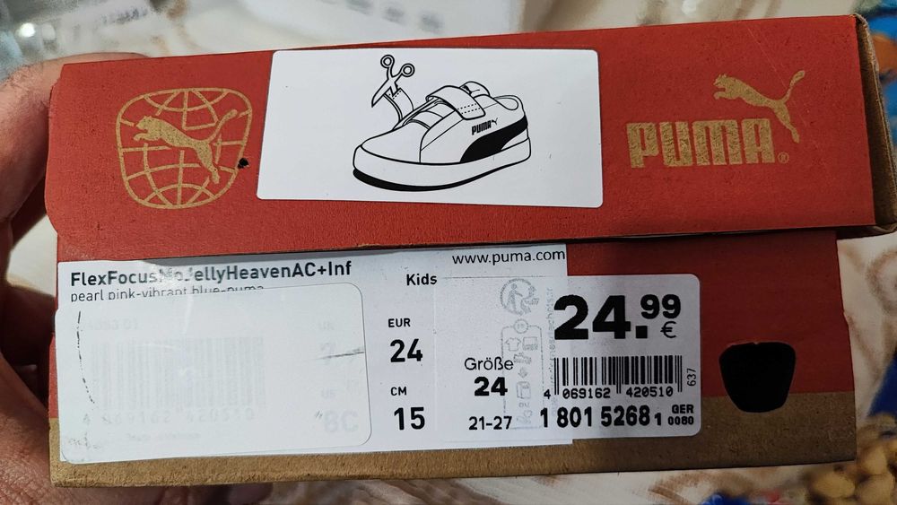 Vand adidasi noi Puma pentru fetita, marime 24
