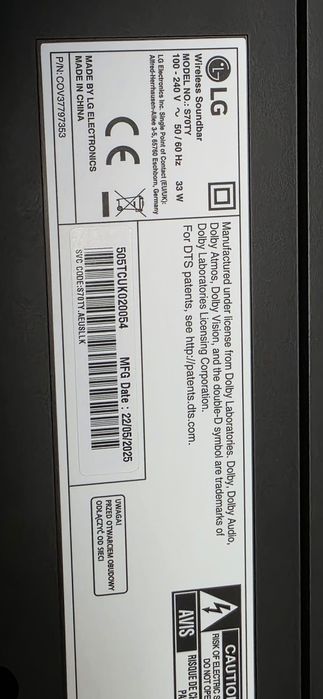 Vand  soundbar LG nou