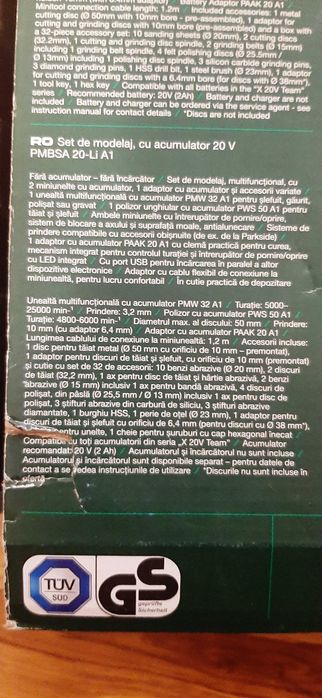 Set de modelaj cu acumulator 20V PARKSIDE PMBSA 20-Li A1-5lei transp