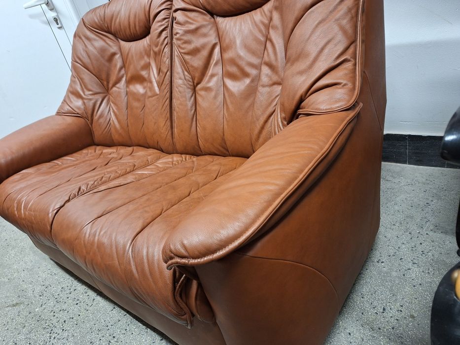 Диван двойка естествена кожа