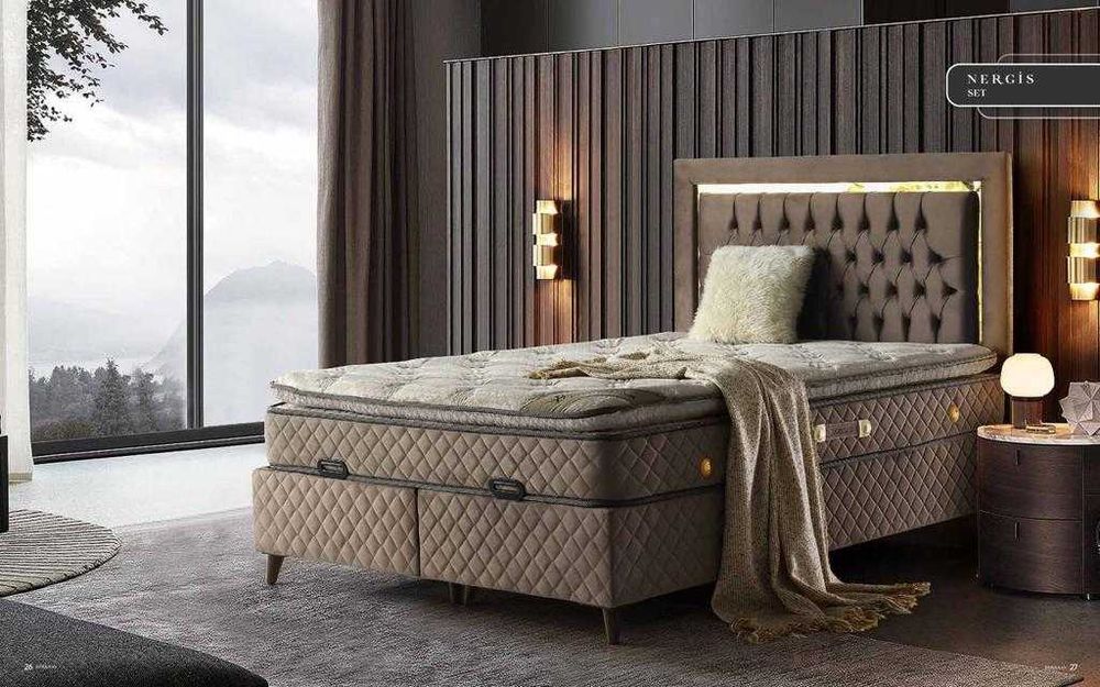 Боксспринг тапицирано легло с матрак + топер