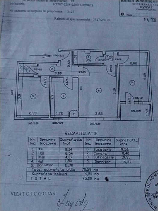 Apartament 3 camere decomandat/2bai