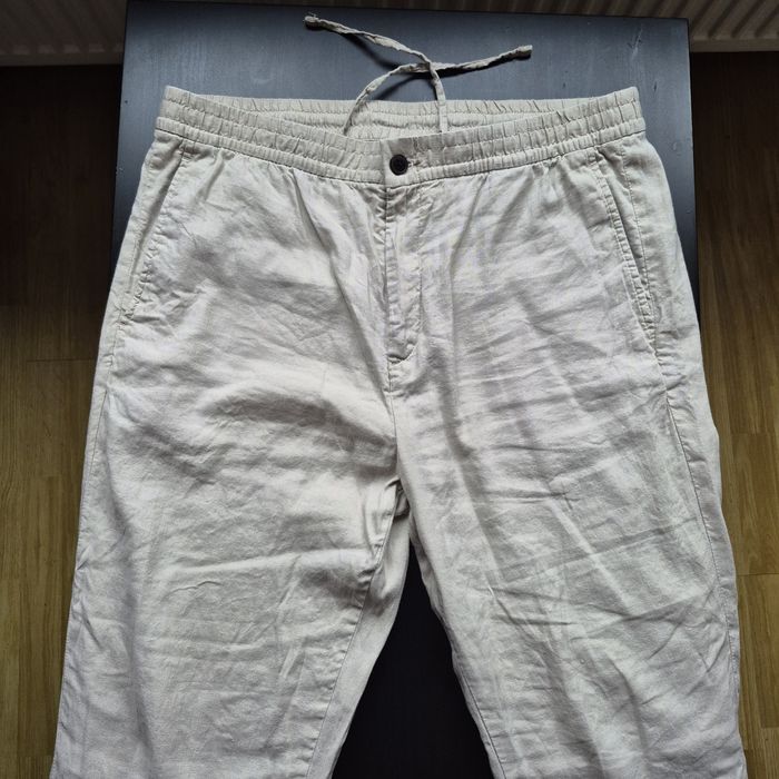 Pantaloni relax fit din In si bumbac