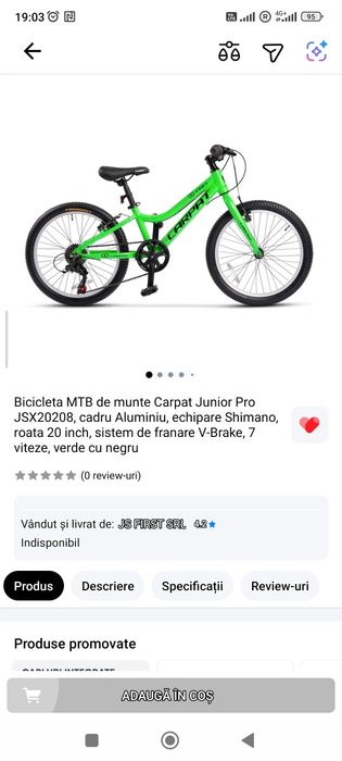 Bicicleta 20 inch noua
