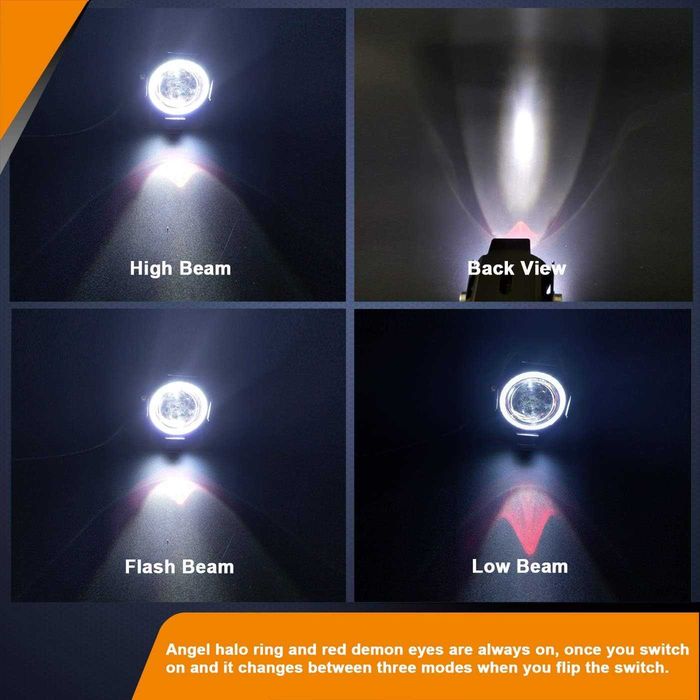 Мотоциклетни фарове Cree U7 LED фарове за мъгла, дневни светлини с бели ангелски очи