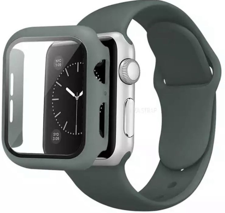 Curea Silicon + Carcasa Husa Folie Plastic Ceas Apple Iphone