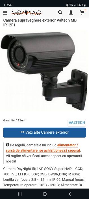 Camera supraveghere exterior Valtech MD IR12F1