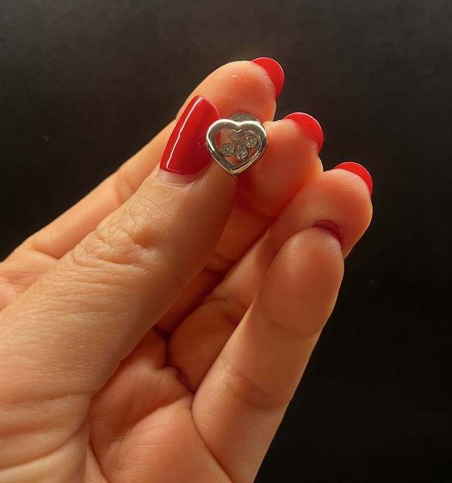 Chopard Happy Diamonds обеци бяло злато и диаманти, със сертификат и оригинална кутия, отлични