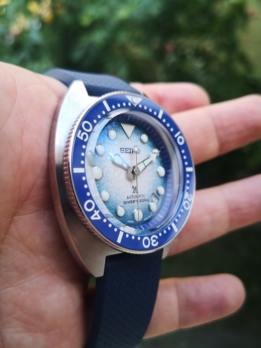 Ceas automatic Seiko Mod Penguin Save The Ocean Prospex Diver's 200m curea FKM