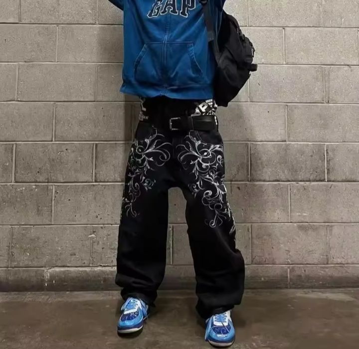Y2K Street Gothic Джинси с Висока Талия – Ретро Хип-Хоп Стил