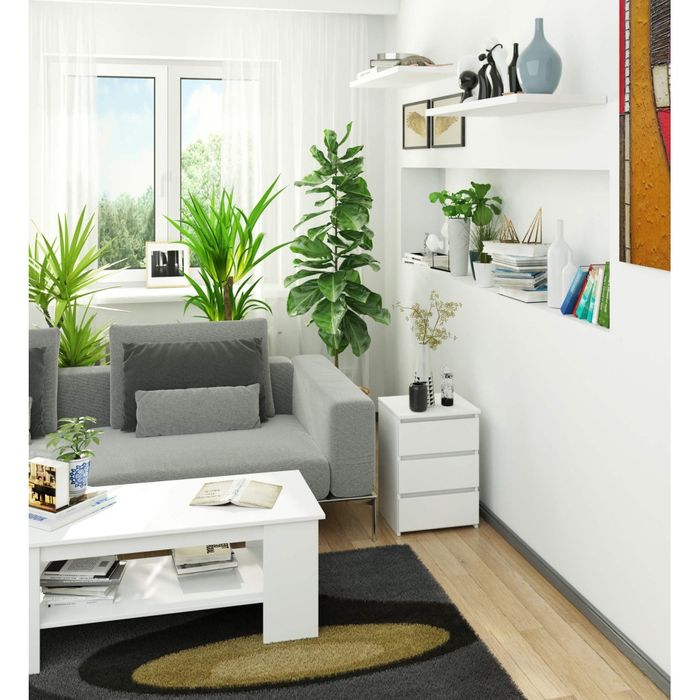 Noptieră cu 3 sertare 40cm, Alb