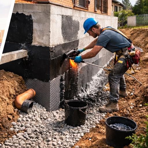 Гидроизоляция фундамента.Кровля терасс