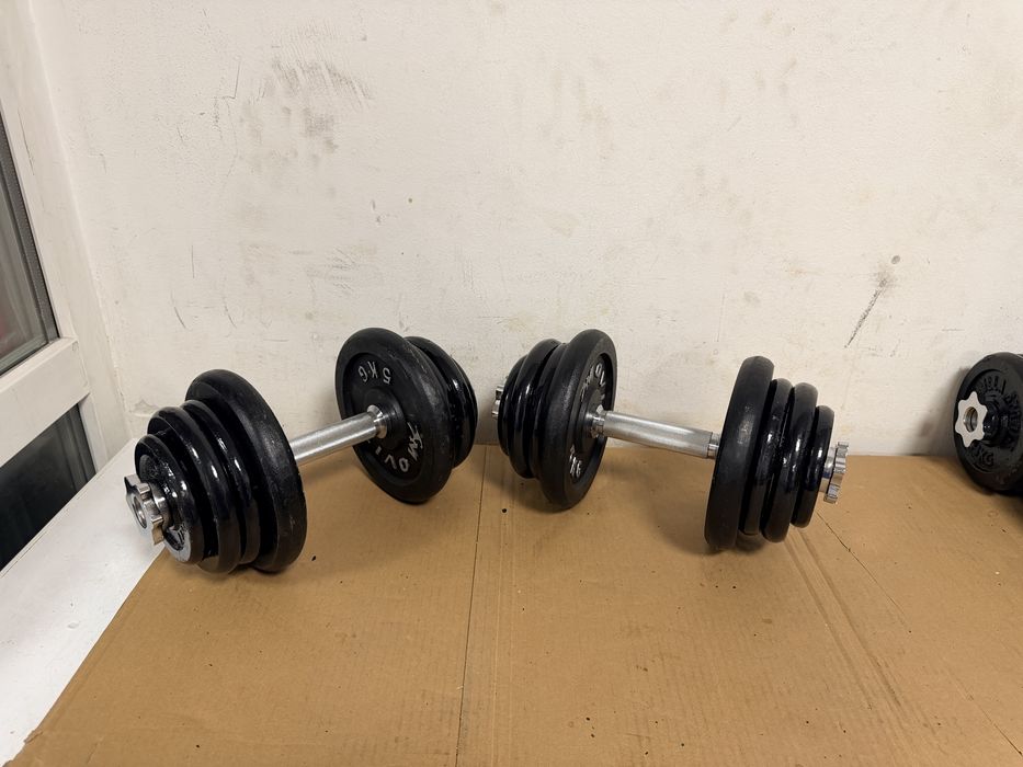 Set gantere otel fier noi set 50 kg, 25 kg+25 kg=50 kg pret promo 500 lei