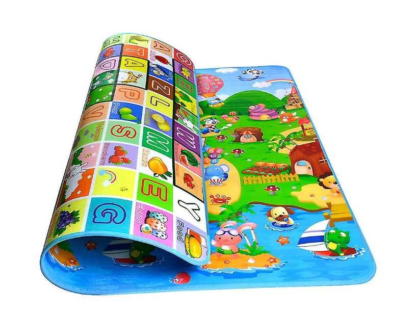 Голям детски килим за игра с 2 лица, Водоустойчив, Термоподложка