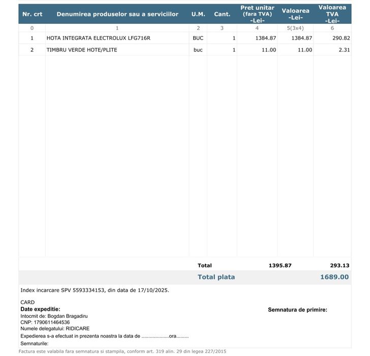 Hota incorporabila Electrolux,wi fi, led, noua, in garantie, nefolosit