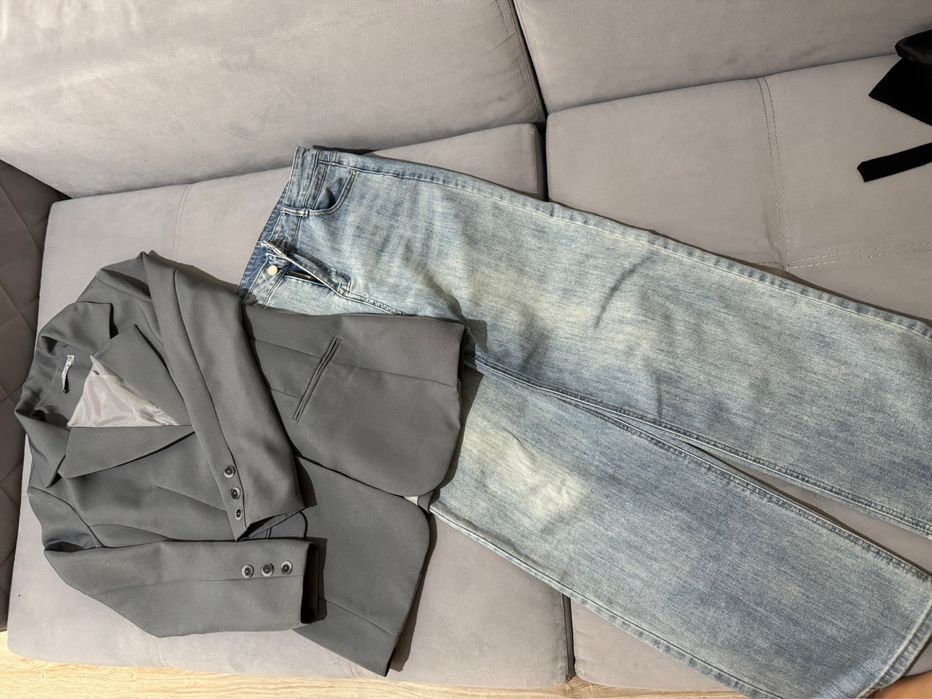 Два пакета вещей трикотажный костюм пиджак рубашка стильные вещи