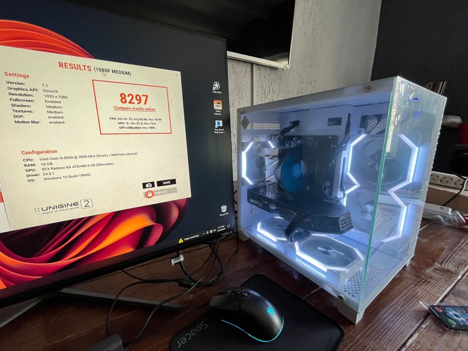 Unitate pc Gaming i5 16gb ram, TPM 2.0 nativ ssd m2 Nvme video AMD 8 gb