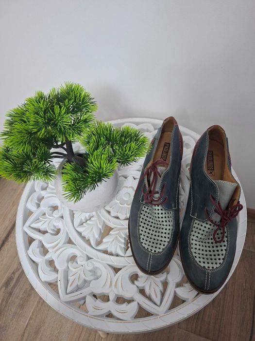 Pantofi office în combinație de verde închis și maro