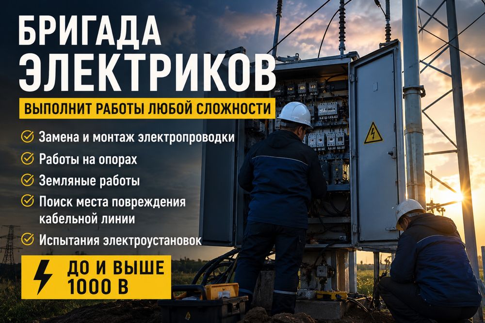 Услуги электрика до и выше 1000 В