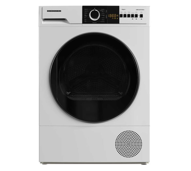 Сушилня Heinner с термопомпа HHPD-V10T2CHA++, 10 кг, 15 програми LED дисплей, Осветеление в барабана, Бърза програма за ризи 20 мин, Програма express