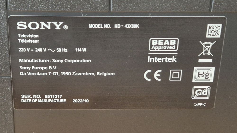 Sony KD-43X80K Google TV, Android, 4K, UltraHD, Smart, WiFi, LED