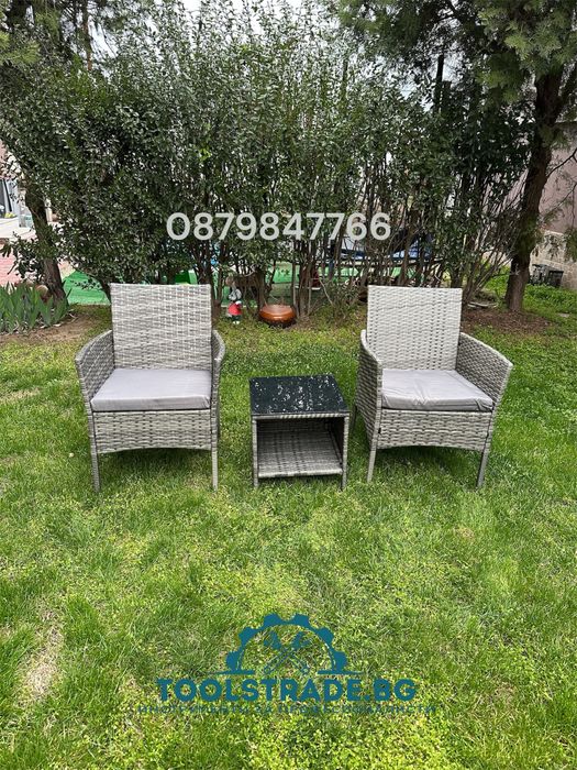 Ратанов комплект 2 кресла и маса