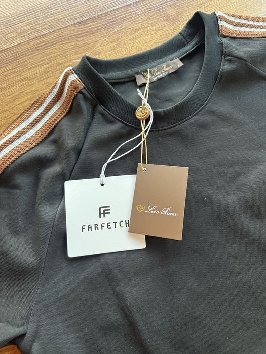 Мъжки,памучен,черен къс комплект Loro Piana с бродирано лого