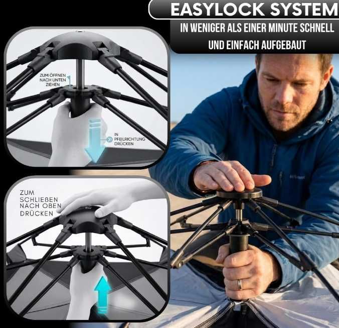 GOALPINE Atlas IV Pop-Up Палатка за 2-4 Човека - 100% Водоустойчива