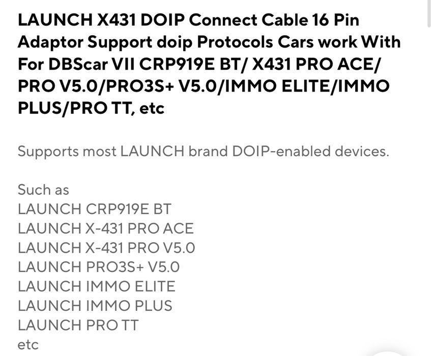 Adaptor Launch DOIP pentru tester/Diagnoza Launch x431, Thinkdiag, etc