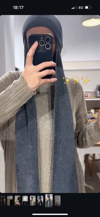 Шапка с имитацией платка