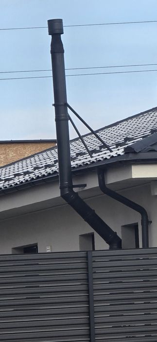 Cos fum centrala peleti, lemne - diametru 130 - izolat vata - culoare  antracit Kamerhorn D130