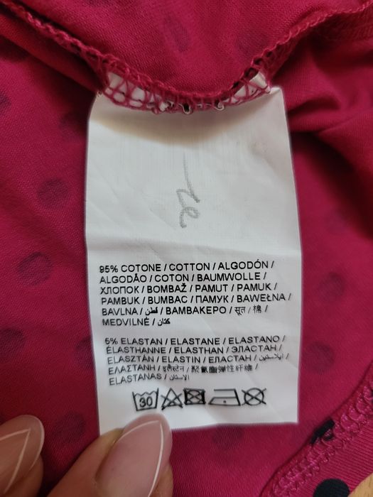 Rochie roz cu buline negre din 95% bumbac, pentru bebeluși, 9-12 luni, 74 cm, model Ladybug