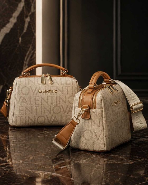 Дамска чанта за ръка и рамо Valentino Regina Re – Бежова / С монограм