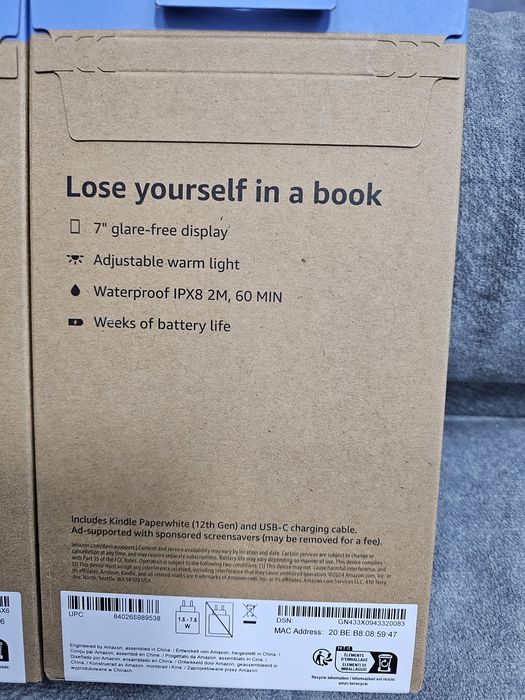 Электронная книга Kindle Paperwhite 12 Gen, версия 2024, 16Gb