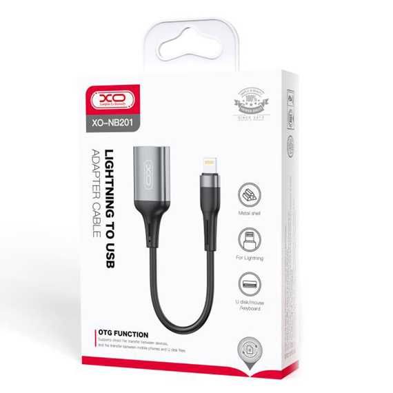 Cablu OTG Transfer, USB-A la Lightning, 15cm, Black