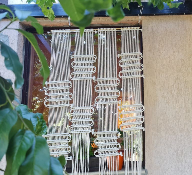 Завеса макраме за врата или прозорец, витринн, параван, разделител за