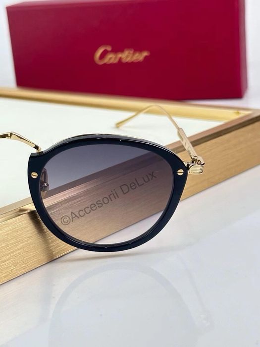 Ochelari de Soare Cartier CT0014S Noi Full Box  Gold/Black
