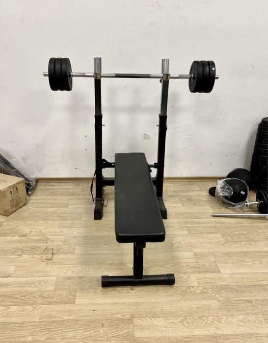 Banca piept dreapta+inclinat+suport haltera+manere flotari+Haltera noi