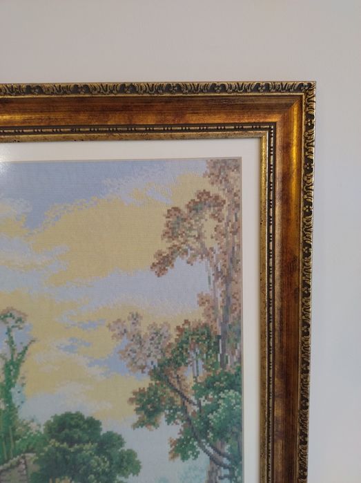 Голям гоблен "Воденицата на Буше" от 90те, с рамка